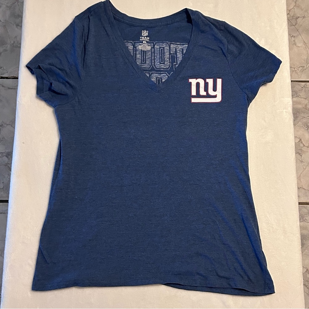 Team Apparel: NFL New York Giants Blue V-Neck Tee with Logo